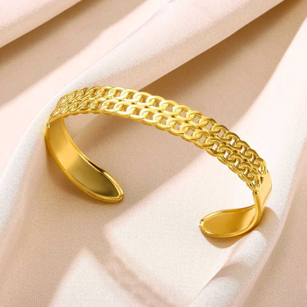 Vintage Eye Bracelet Suitable for Women Gold Color Stainless Steel Chain Open Bracelet Exquisite Party Birthday Jewelry GiftX240925