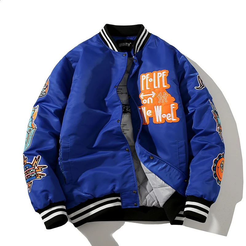 Winter Varsity Jacket Men Women Embriodey Basketball Jacket Retro Fashion Pilot Jacket Men Animal Couple Clothes High Street 240924
