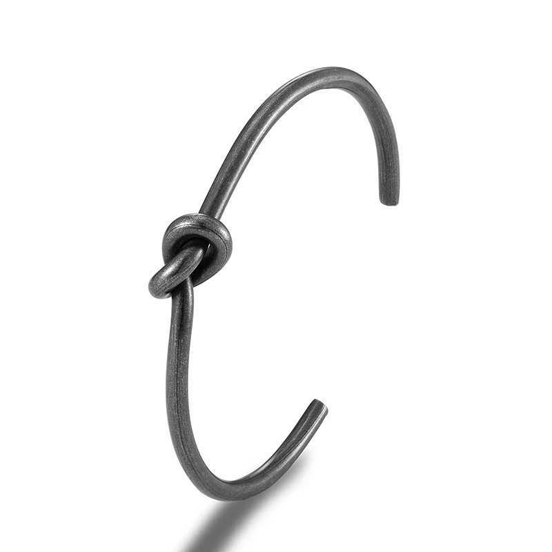 MKENDN Punk Round Circular Open Knot Cuff Bangle Bracelets For Men Women Vintage Black Stainless Steel Jewelry Armband PulseirasX240925