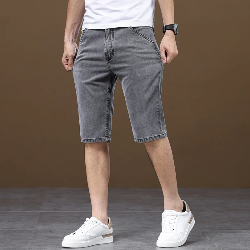 Mens Summer Thin Lyocell Shorts Loose Straight Pair Casual Denim Elastic Fabric Comfortable 240925