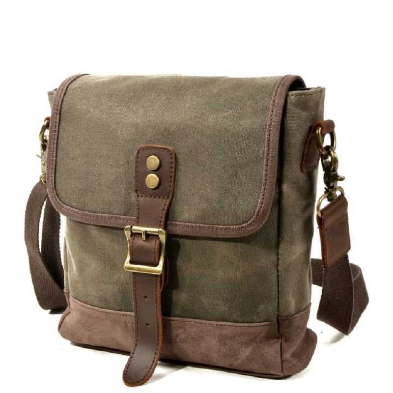 Oil Wax Canvas Leather Crossbody Bag Unisex Military Vintage Messenger Bags Shoulder Bag for men 2023 Casual Travel Bags Z240924
