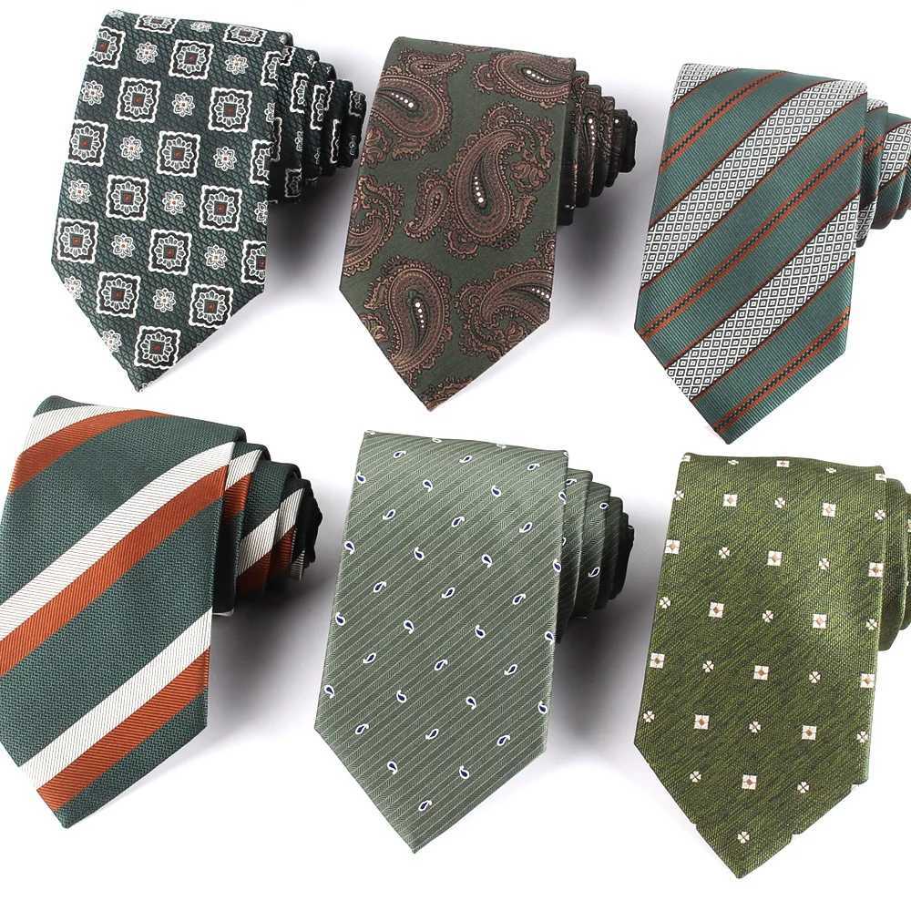 Mens wedding tie Wenjun green tie party casual jacquard tie Adt set tie Grossman gift tie Y240925