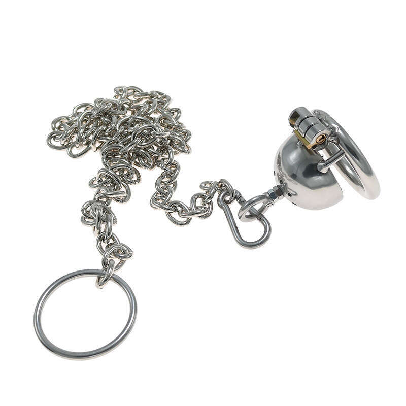 Stainless steel chastity lock pot lid CB cage with drawstring chain, couple's gaming tool, adult product
