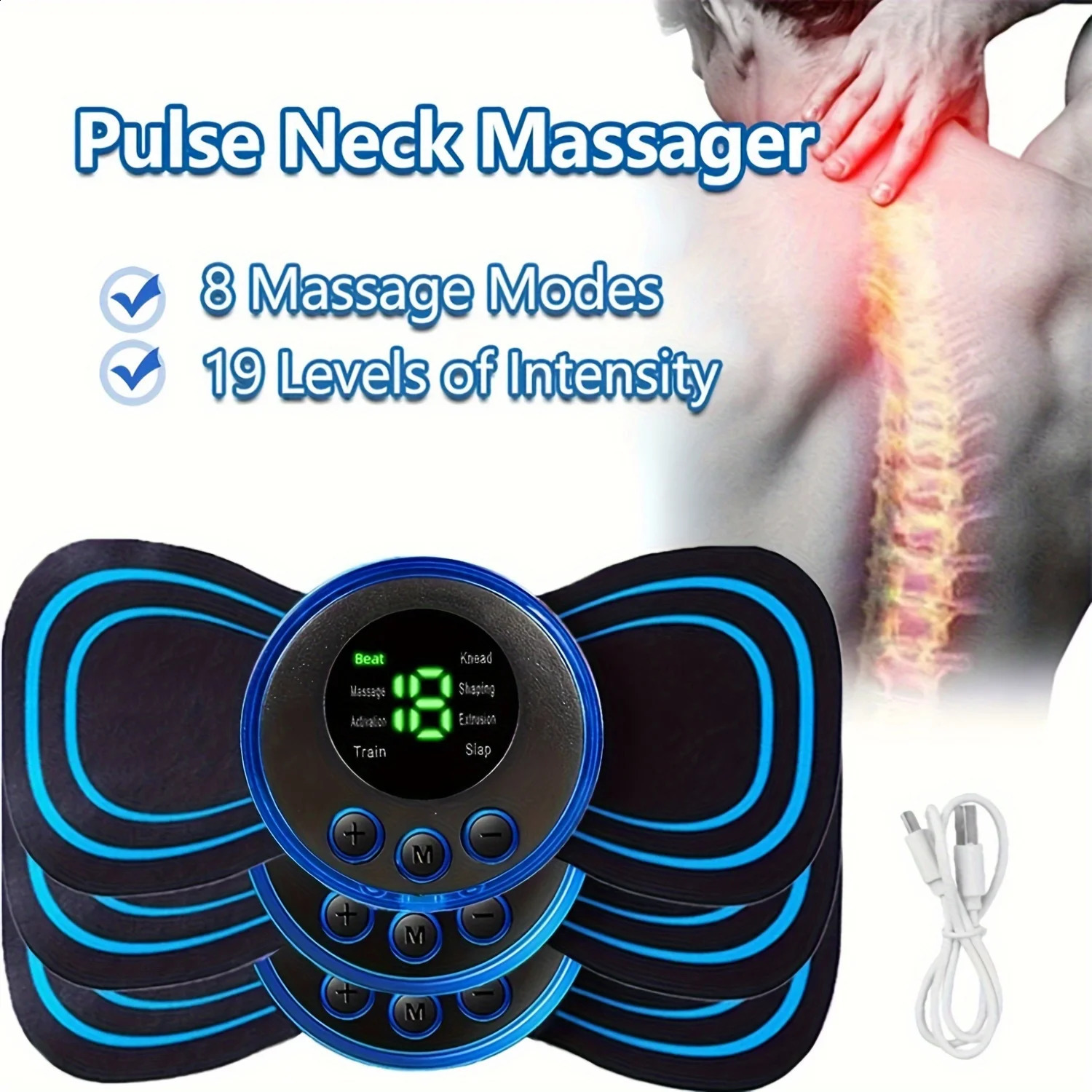 Smart Mini Electric Neck Massager Rechargeable EMS Portable Massage Patch Adjustable MultiSpeed Shoulder 240919