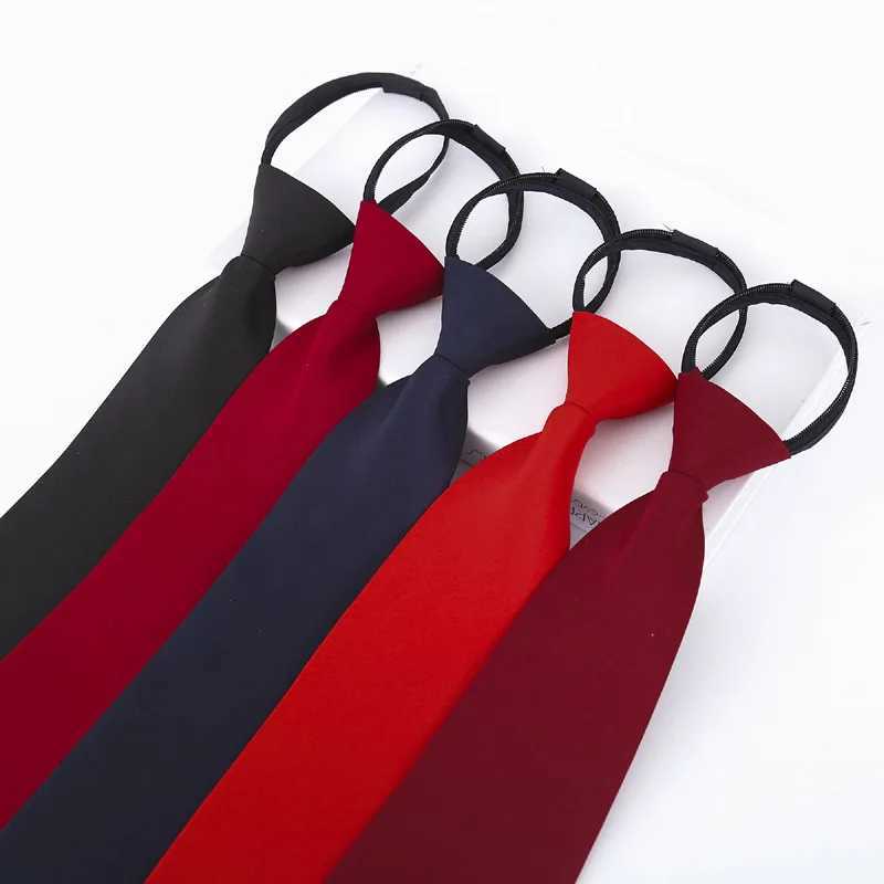 Red and black clip on tie mens safety tie Wenmen butler matte black collar black funeral tie clothing accessories Y240925