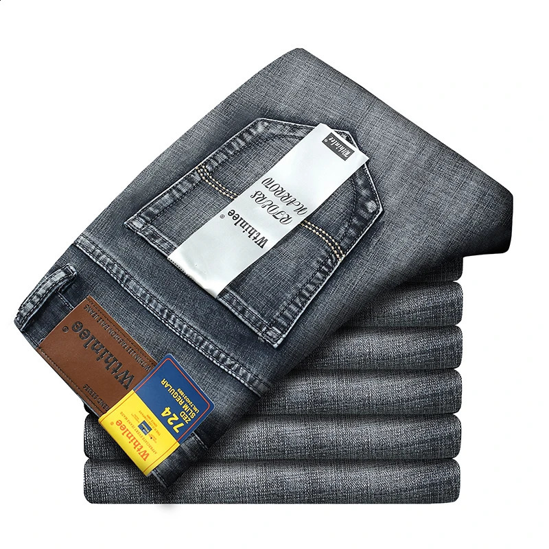 WTHINLEE Business Mens Jeans Casual Straight Stretch Fashion Classic Blue Work Denim Trouser Clothing Size 2840 240925