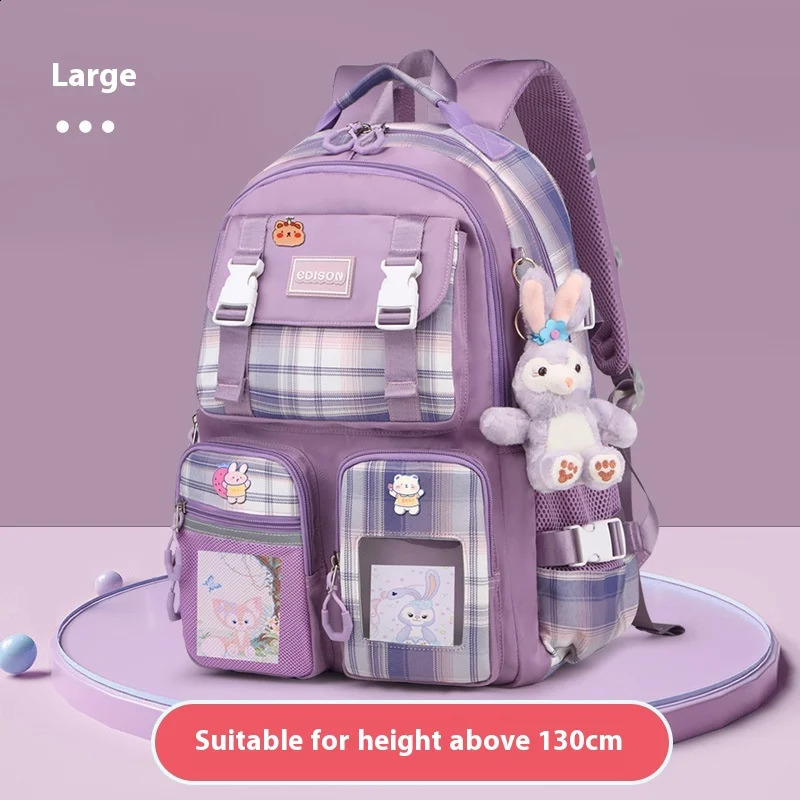 Preparatory School Bag Student Backpack Nylon Cute Girl Badge Pendant Travel 240724