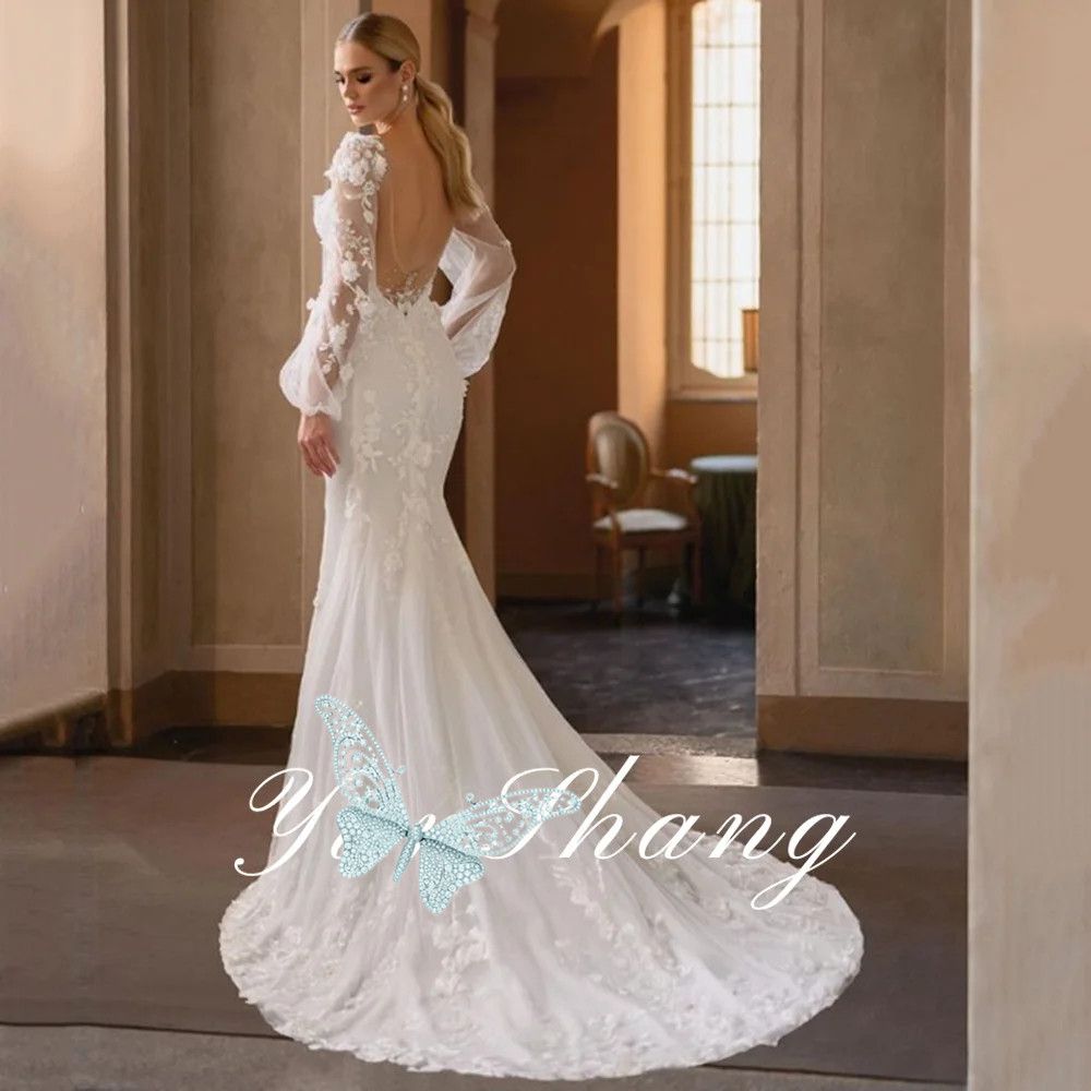 Long Sleeve V-Neck Wedding Dress Sheath Button Simple Backless Bride Gown Spandex Sweep Train Pleats Vestido De Novia 02 6660312