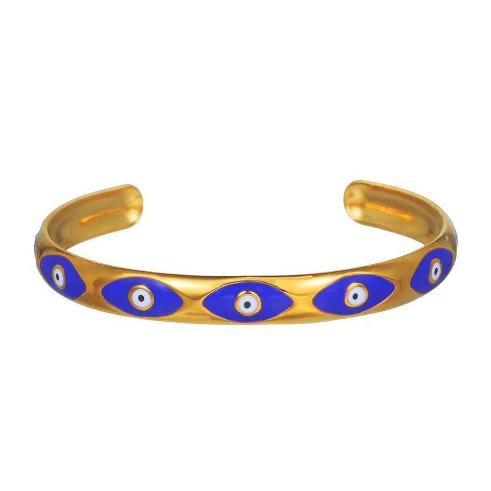 Vintage Stainless Steel Boho Enamel Evil Eye Bangles Bracelets for Women Men Classic Colorful Eyes Open Cuff Bangles JewelryX240925