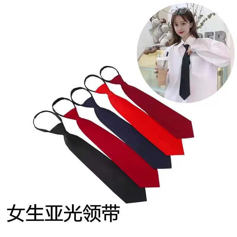 Red and black clip on tie mens safety tie Wenmen butler matte black collar black funeral tie clothing accessories Y240925