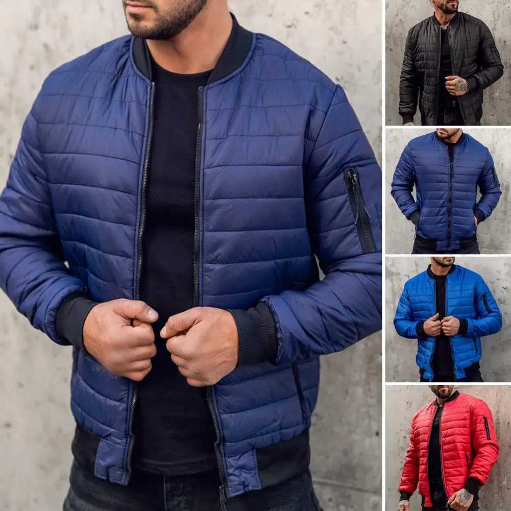 Comfortable mens top mens jacket bedding plain solid color stand up collar warm winter casual jacket Y240925