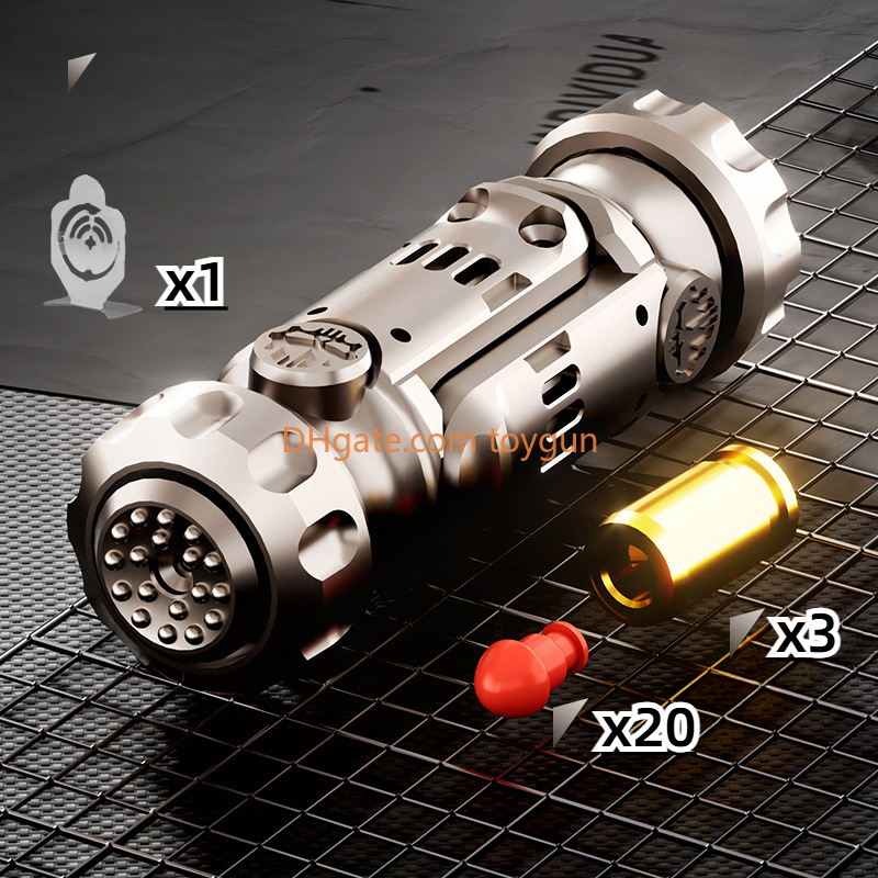 Stun Grenade Soft Bullets Launcher Deul Modes Fidget Spinner Miniature Pistol Toy Gun with Ejectable Shells Stress Relief Finger Toys for Adults Kids 