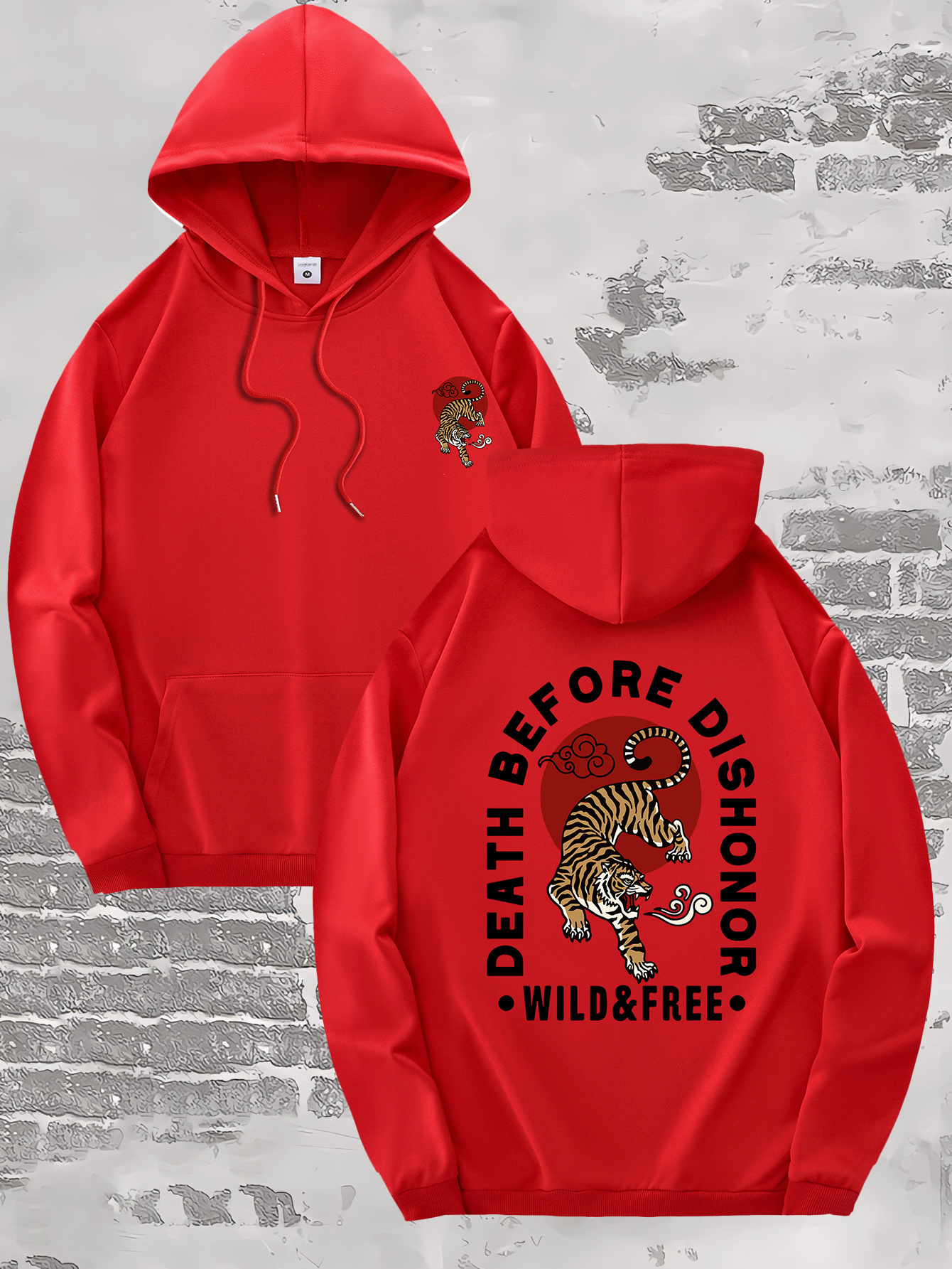 DEATH BEFORE DISHONOR Printed Men's Trendy Drawstring Hoodie With Long Sleeves With Kangaroo Pocket, Comfortable Tops For Leisure & Workout, Best