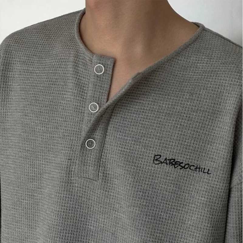 Trendy Korean Style Personalized Floral Gray Waffle Print Long-sleeved Autumn American Mens Womens Y2K Round Neck SweatshirtX240925