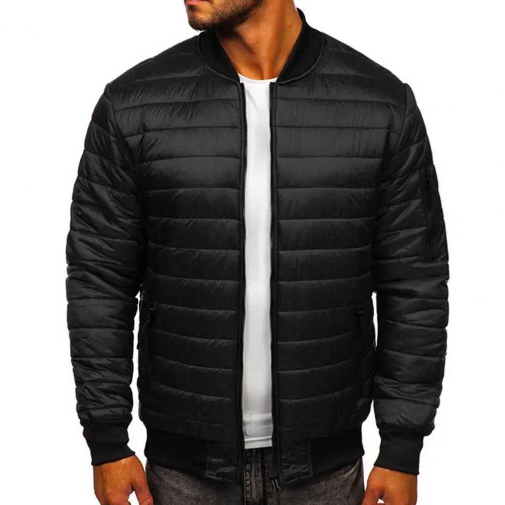 Comfortable mens top mens jacket bedding plain solid color stand up collar warm winter casual jacket Y240925