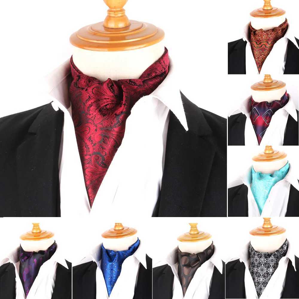 Mens Cash Ascot Tie Wedding Flower Paisley Tie Ascot Scrunch Self UK Gentleman Polter Soft Neck Tie Gift Tie Scarf Y240925