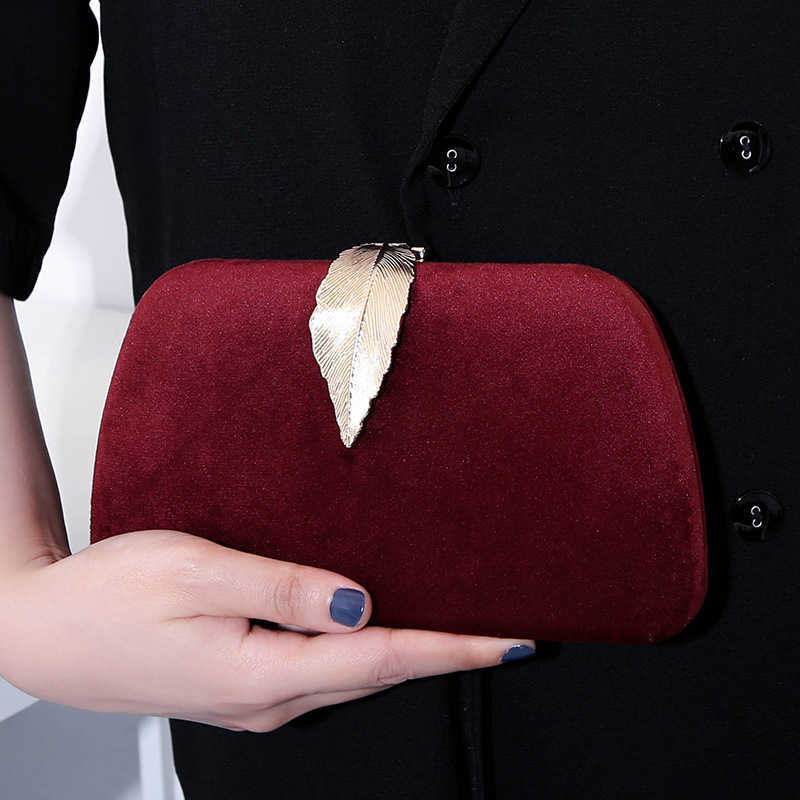 Clutch Bag New Fashionable Evening Designer Bag Velvet Metal Leaf Dress Paired With Banquet Handbag Small Square Bag For Women 240920
