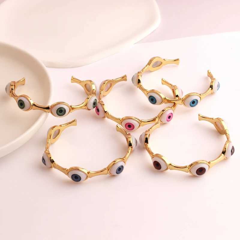 1PC Colorful Lucky Evil Eye Bracelet Bangle For Women Vintage Round Turkish Eye Open Adjustable Bracelet Female Jewelry GiftX240925