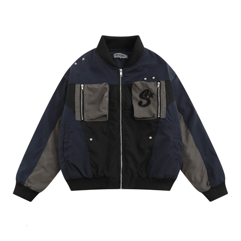 American Vibe Style Heavy Embroidered Bomber Jacket Autumn And Winter Thickened High Street Toog Loose Coat Men