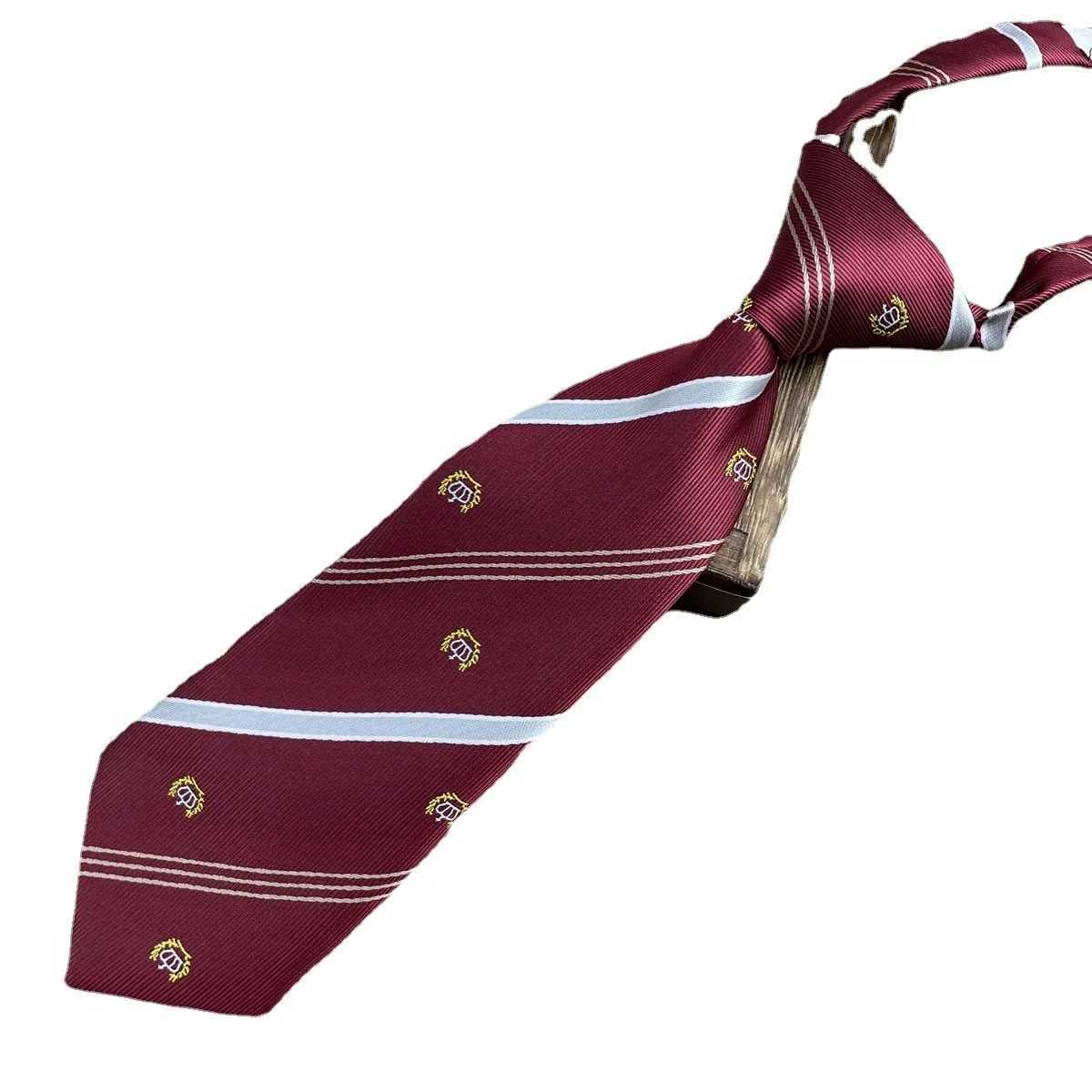 22CM short neckline handmade striped small tie for men lazy tie for young girls cute college style brown solid tie Fem Y240925