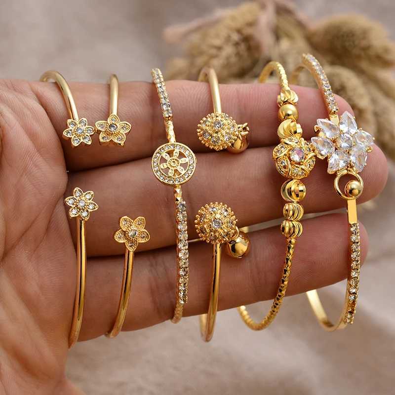 Dubai Gold Color Bangles For Women Men Copper Bracelets Can Open Girly BraceletX240925