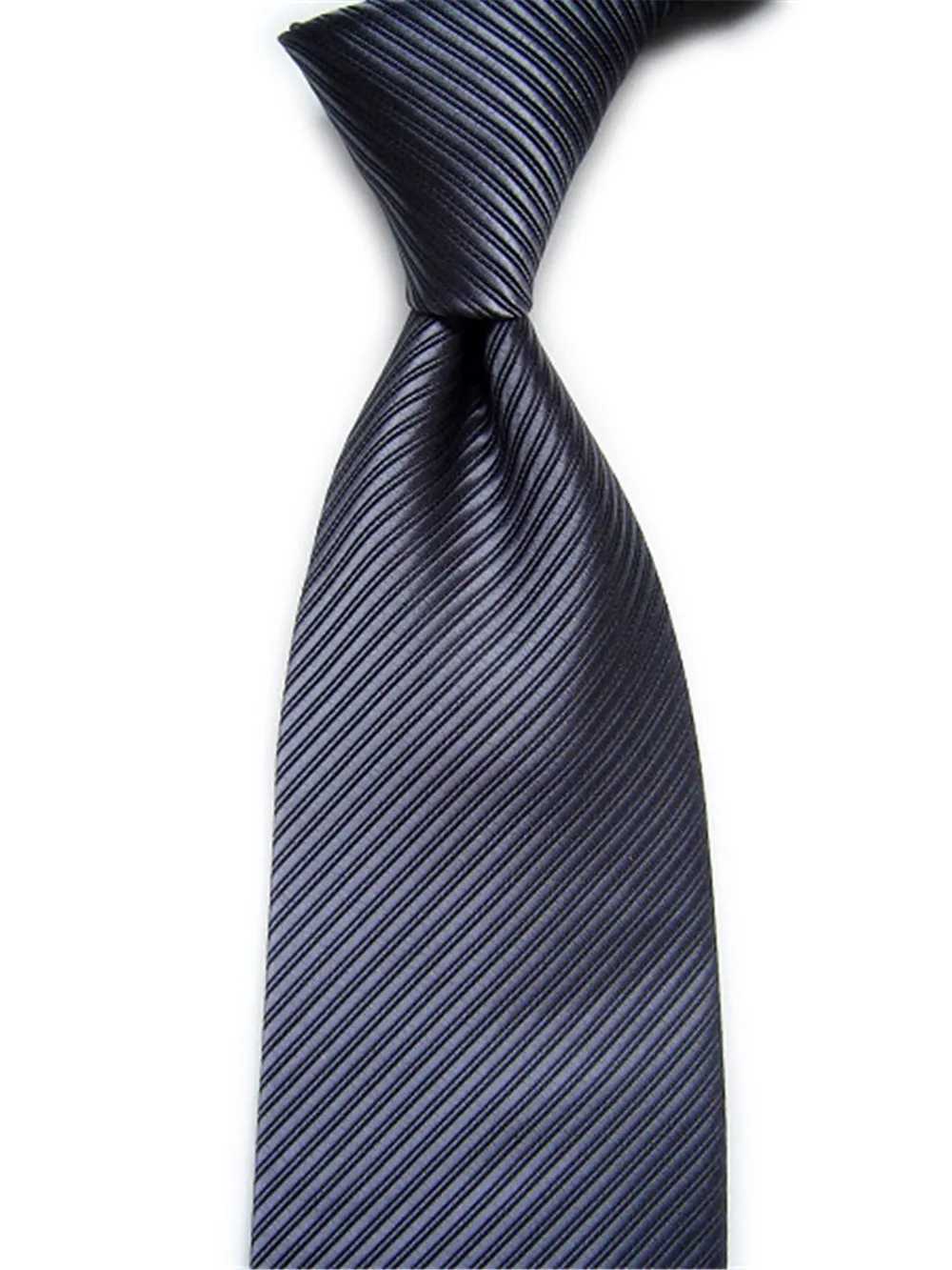 Mens Fashion Tie 10cm 4-inch Business Wedding Accessories Silk Tie Solid Stripe Black Blue White Purple Necklace Y240925