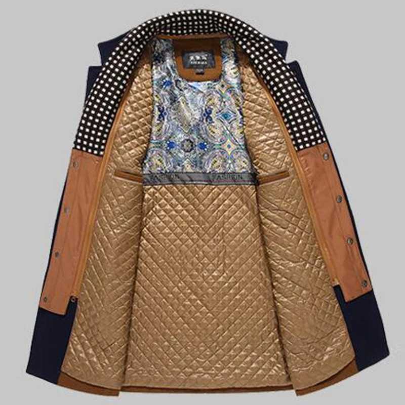 Winter Trench Coat Men Casual Thick Wool Overcoat Mens Stand Collar Woolen Coats With Detachable Scarf Parka Casaco Masculinos Y240924