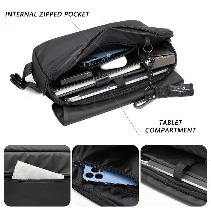 Messenger Bag for Men Waterproof Multi-function Crossbody Bag Anti-theft Traveling Business Sling Bag Black Z240924