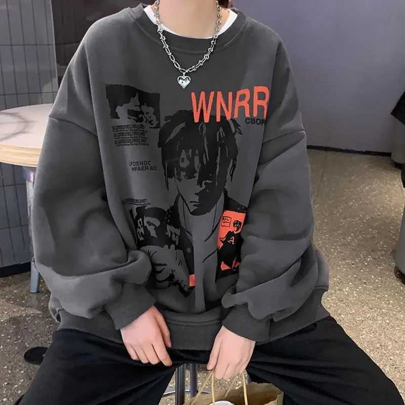 American sweatshirt mens winter loose and trendy Hong Kong style round neck trendy brand versatile youth Korean style jacketsX240925