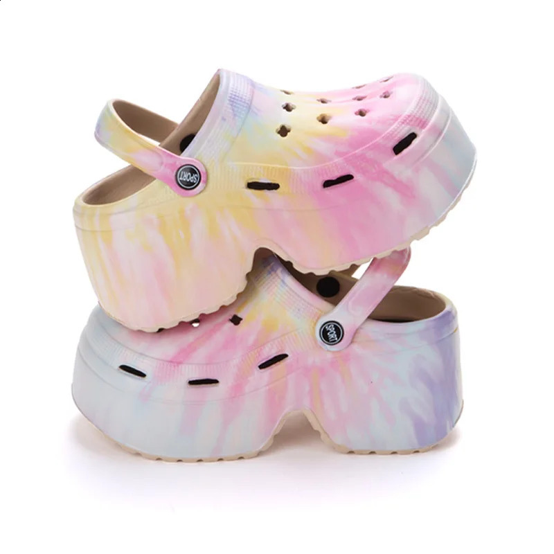 Leopard Platform Clogs for Women Closed Toe Chunky High Heel Sandals Woman Summer Street Beach Slides Girls Fashion Slippers 240924