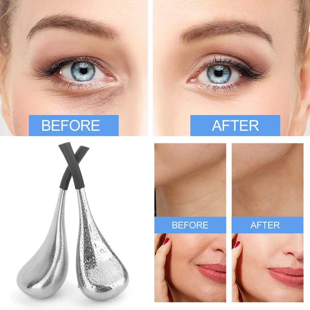 1 pair of ice hockey face freezer stainless steel beauty massager cooling roller skin care anti wrinkle lifting tool 240920