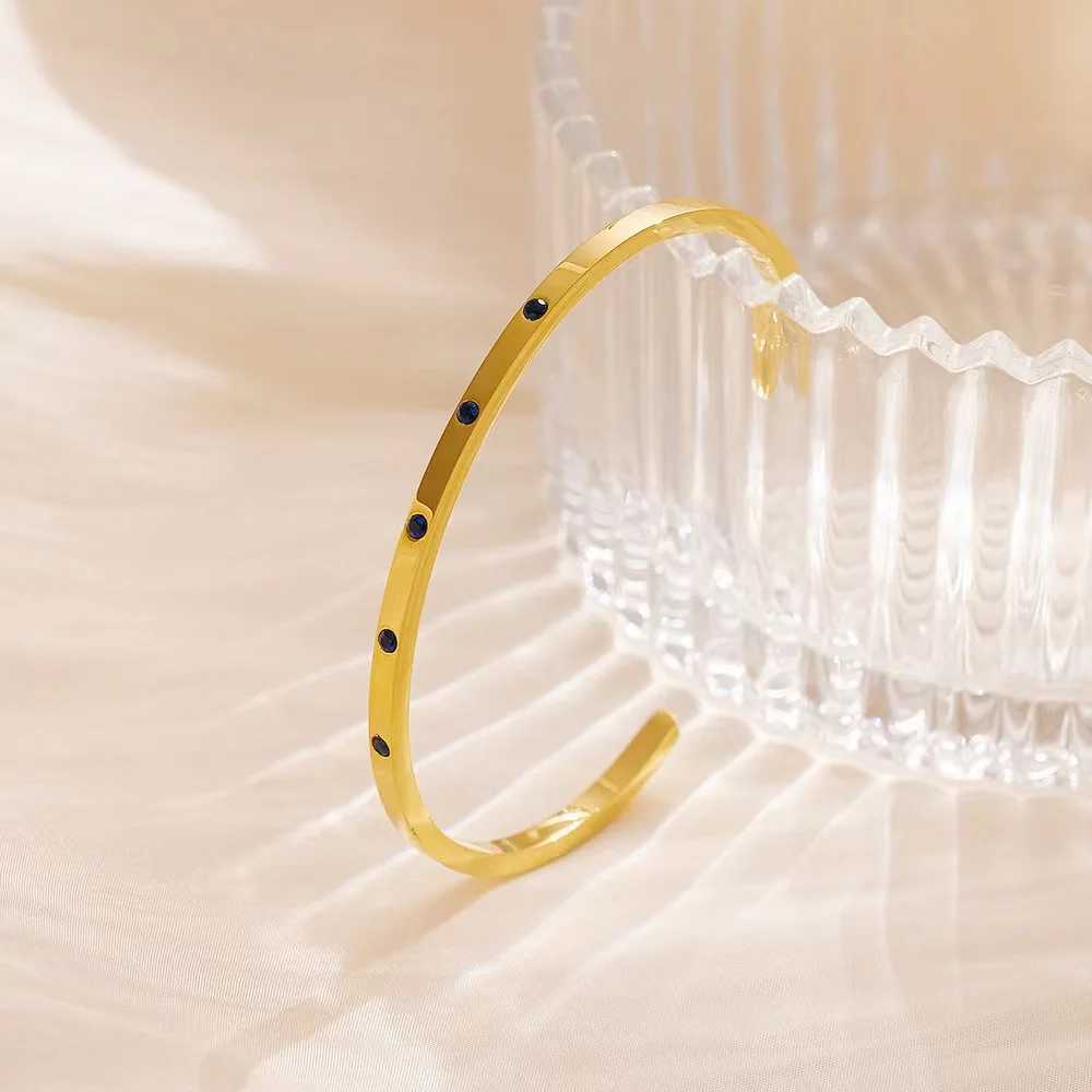 316LStainless steel simple zircon open bracelet Ladies Fashion Charm Jewelry Gift jewelryX240925