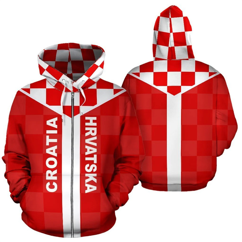 2024 New Croatia Hrvatska Heroe 3d Printed Zip Hoodies Men Oversize Sweatshirts Women Sports Pullover Hooded Y2k Clothes