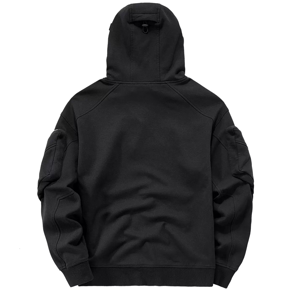 Men's Techwear Zip Up Hoodies Dark Souls Cyberpunk Sweater High Neck Mask Windproof Hoodie Dark Black Cargo Top