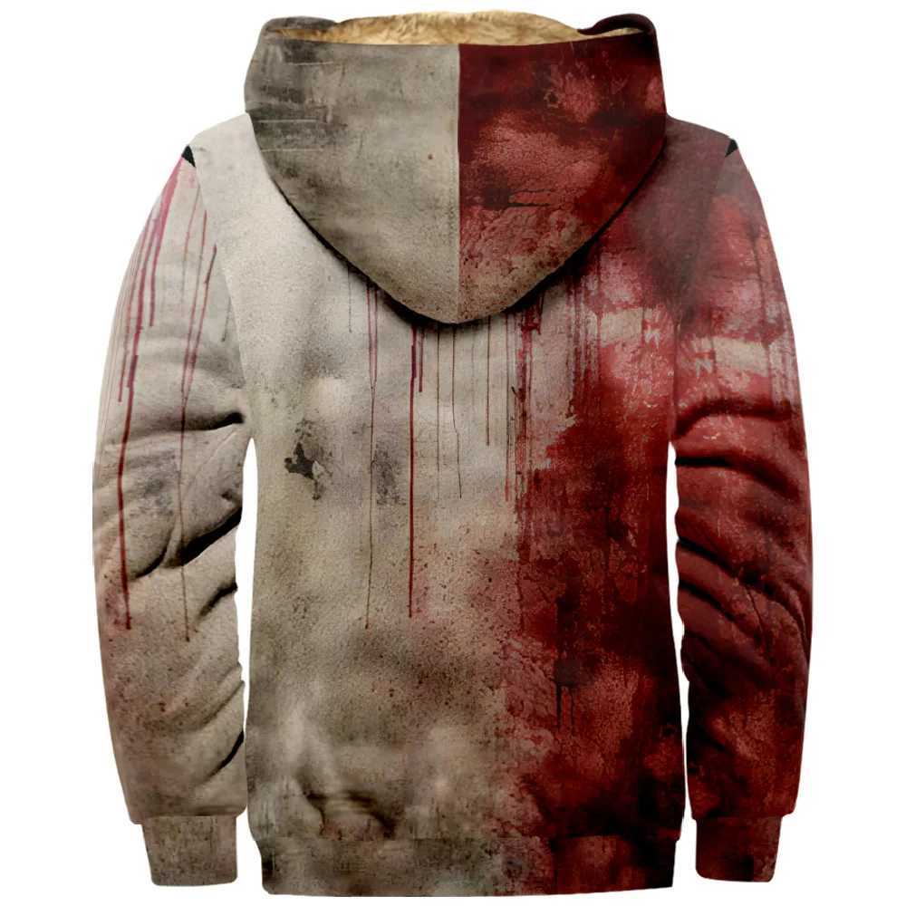 Mens Zipper Hoodie Halloween I solved a good problem with graphic jacket long sleeved sweater womens winter coat role-playing costume Y240925