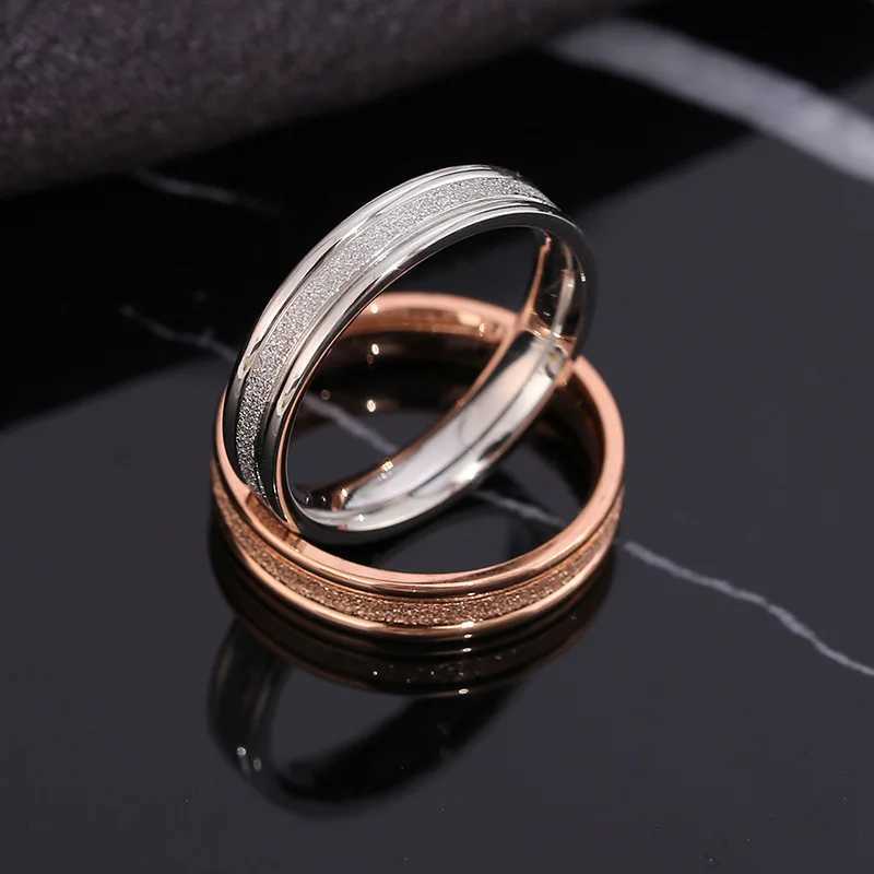KNOCK Rose Gold Colored Matte Finger Ring Wedding Engagement Ring Jewelry 316L Stainless Steel Top Quality Never Fades W240925
