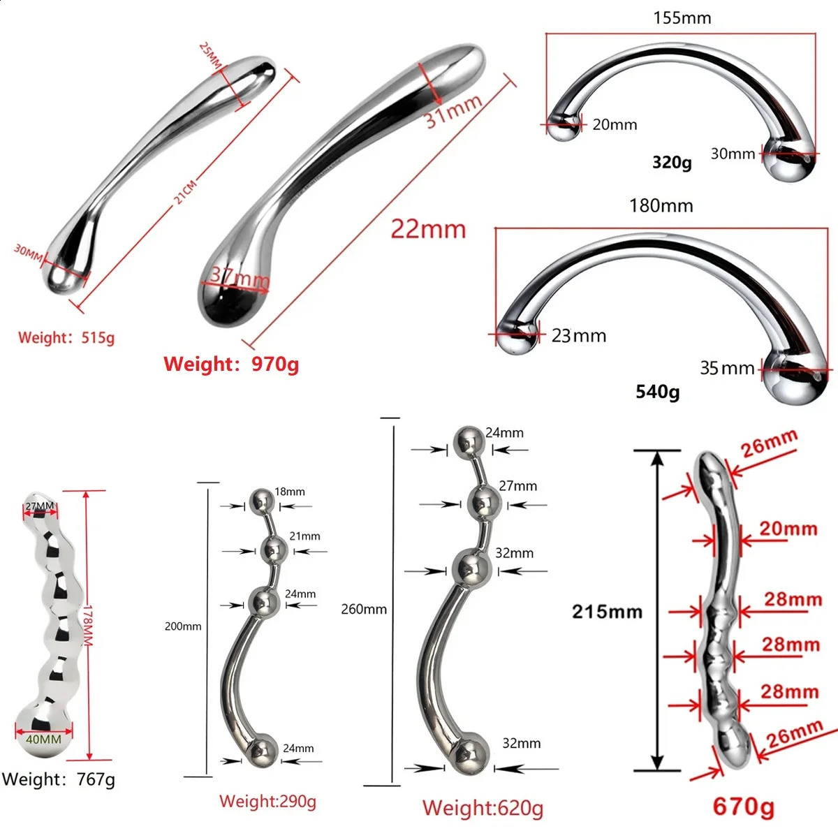 Stainless Steel Double Large Butt Plug Fake Dildo G Spot Metal Anal Beads Plug P-spot Prostate Massager Stick Vaginal Sex Toy 240914