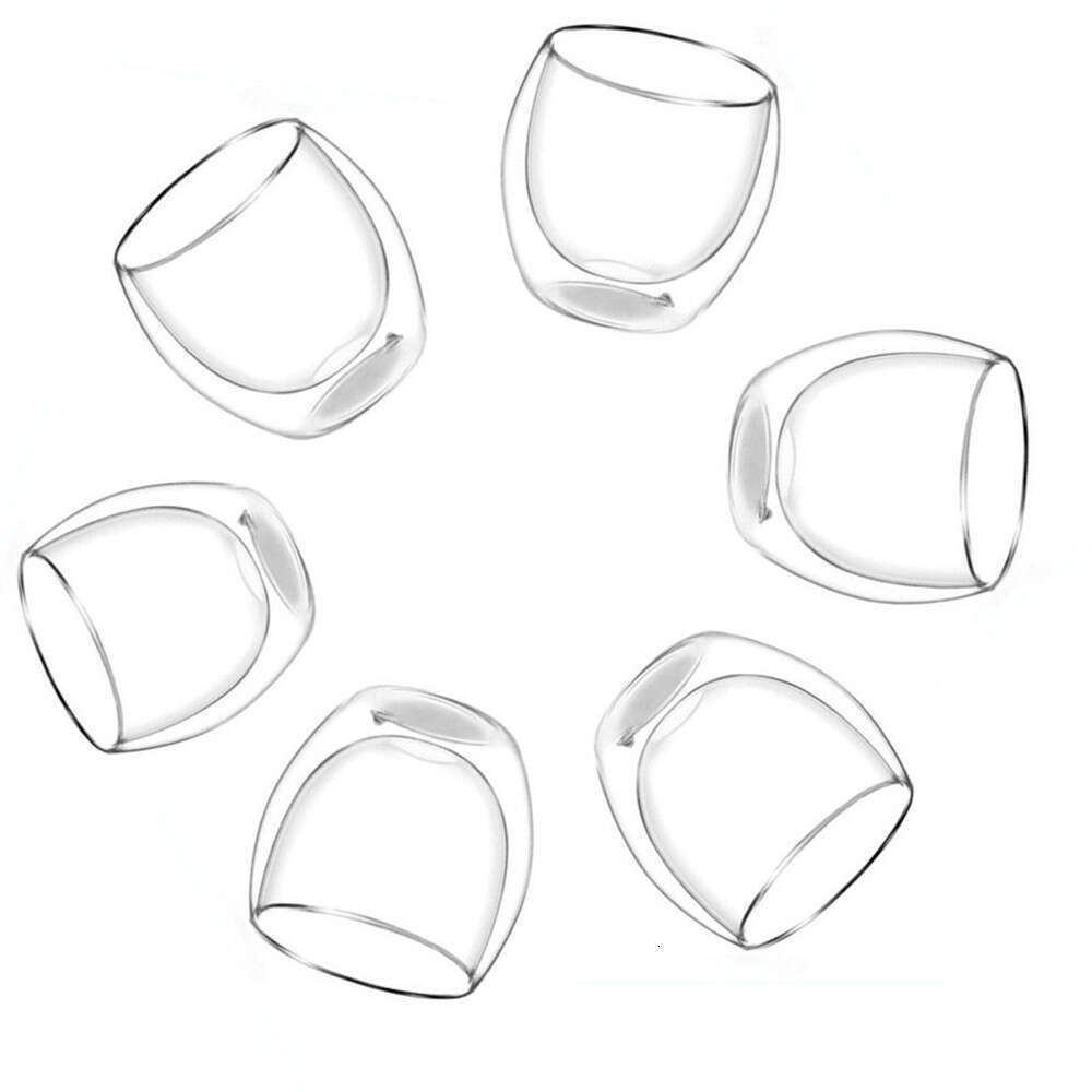 1-6Pcs 80-650Ml Double Wall Clear Handmade Heat Resistant Tea Cups Healthy Drink Coffee Milk Mug Insulated Shot Glass Gift