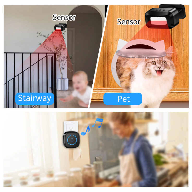 Wireless motion sensor detector alarm home security alarm store bell door entry doorbell prompt