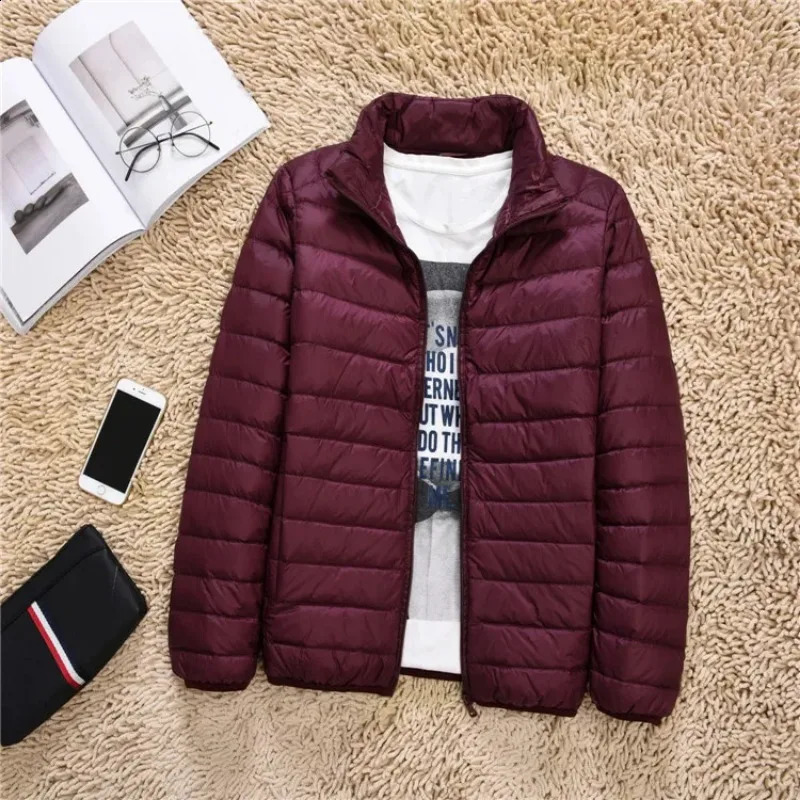 mens lightweight short jacket with down collar fashionable couple casual fashion lightweight autumn and winter jacket 240923