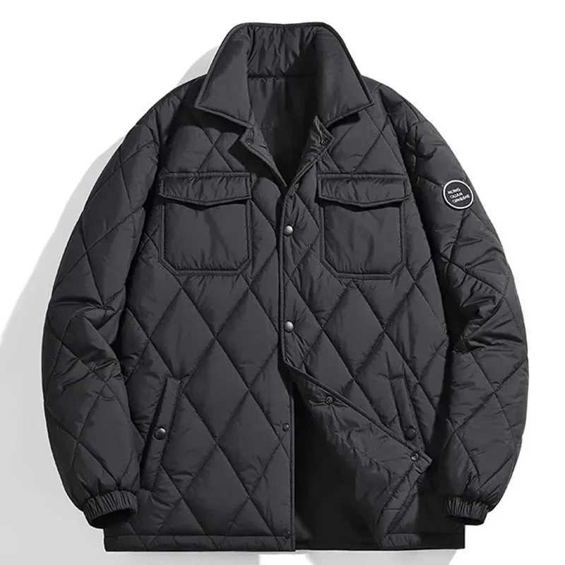 Mens classic winter jacket loose blanket cotton padded jacket womens pocket goods retro casual warm jacket mens new style Y240925