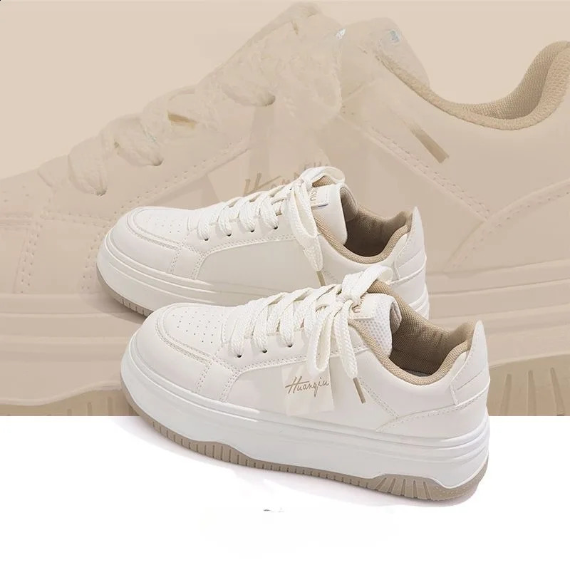 Spring Sports Running White Chunky Sneakers Women Shoes Platform Loafers Lace Up Flats Trend Spring Casual Mom Vulcanized Shoes 240921