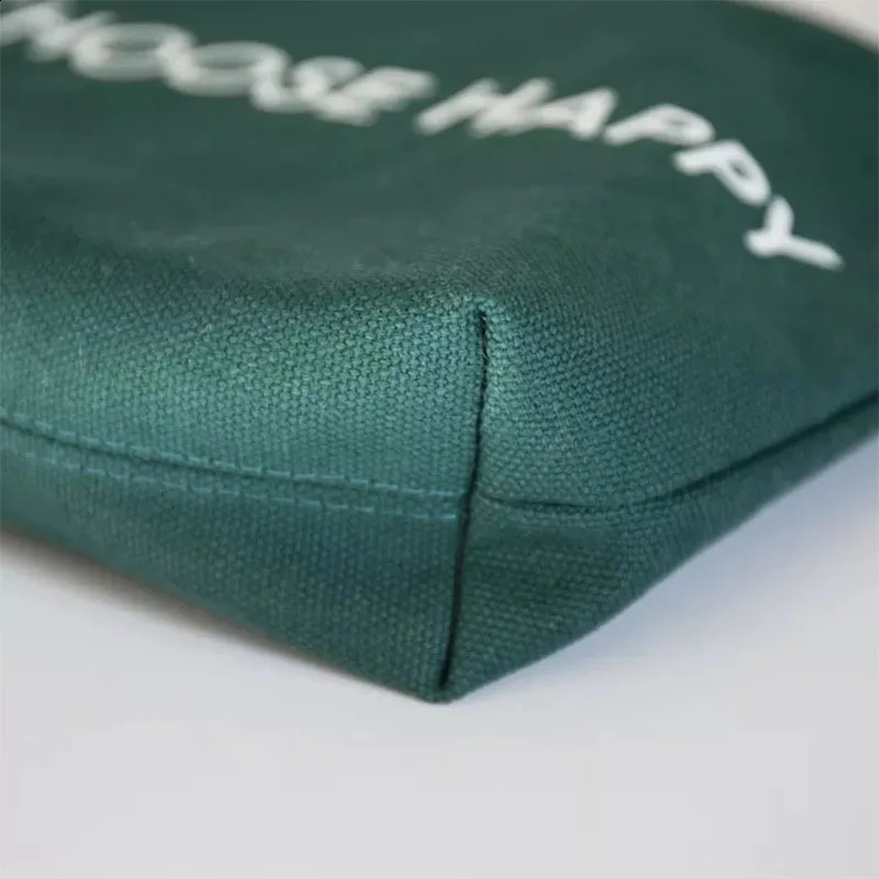 100 piecesbatch Fashion Zipper Personal Printing Small Makeup Bag Organizer Cotton Canvas 240923