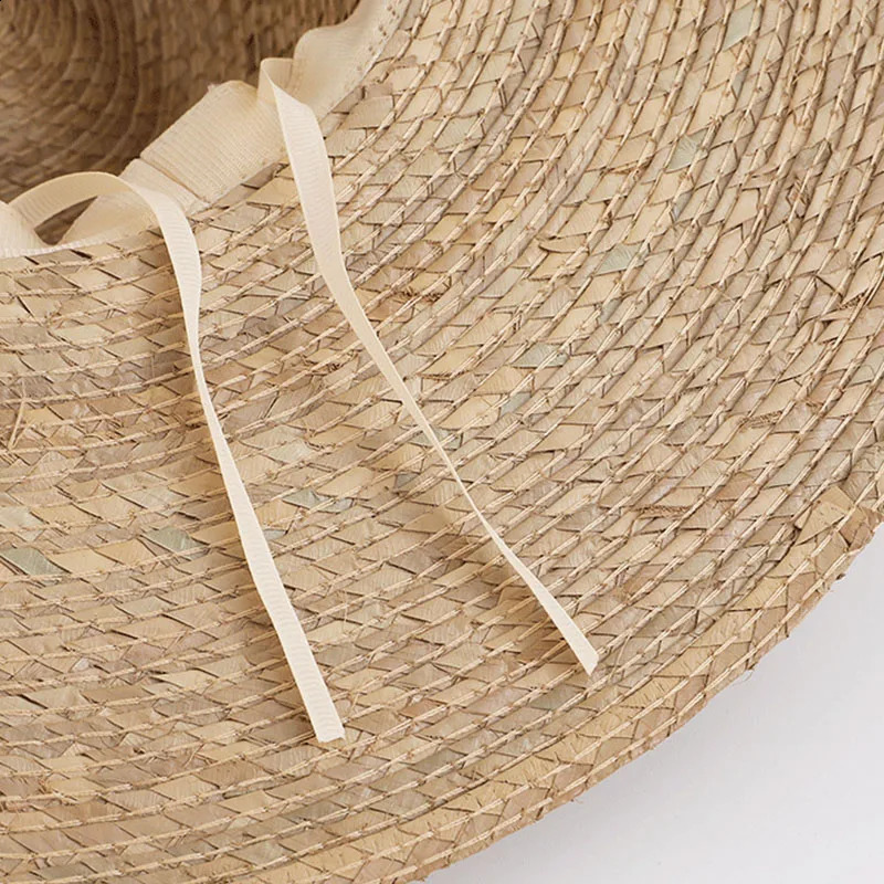 Summer Weave Palm-leaf Hat Natural Tan Wide Brim Straw Panama Hat Sun Rancher Hat Women Fedora Hat Beach Hat 240924