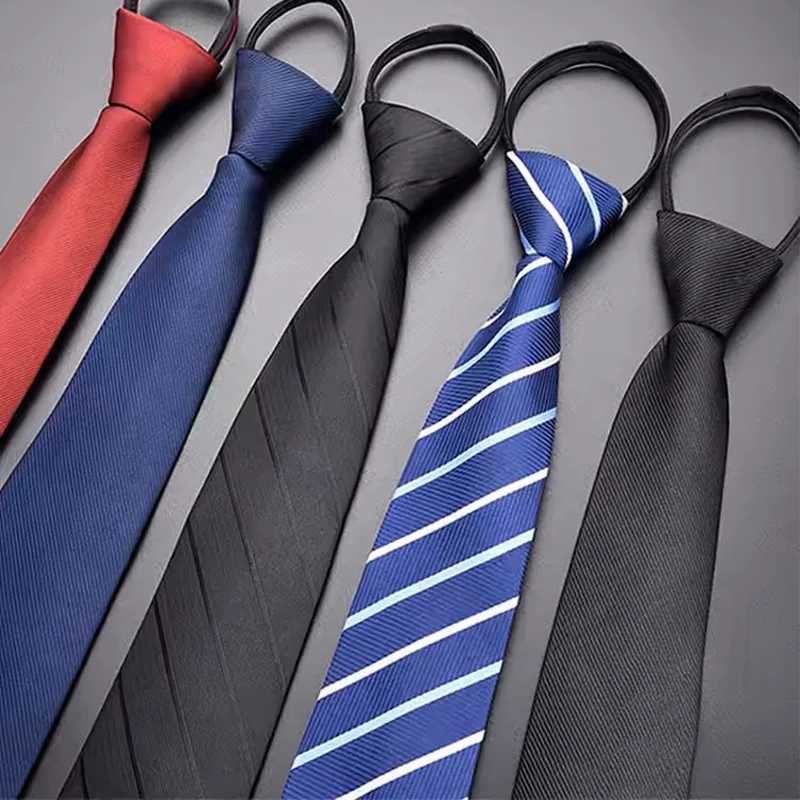 23 Lazy Zipper Mens Tie Solid Color Stripe 8cm Jacquard Collar Accessories Formal Daily Wearing Tie Wedding Party Gift Y240925