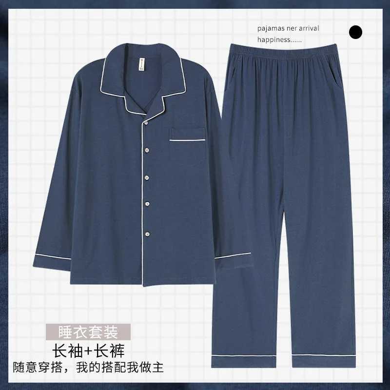 High Quality Cotton Mens Cardigan Sleepwear Autumn Spring Long Sleeves Nightwear 2 Pieces Pajamas Set Male Plus Size 4XL 5XL Homewear T250225