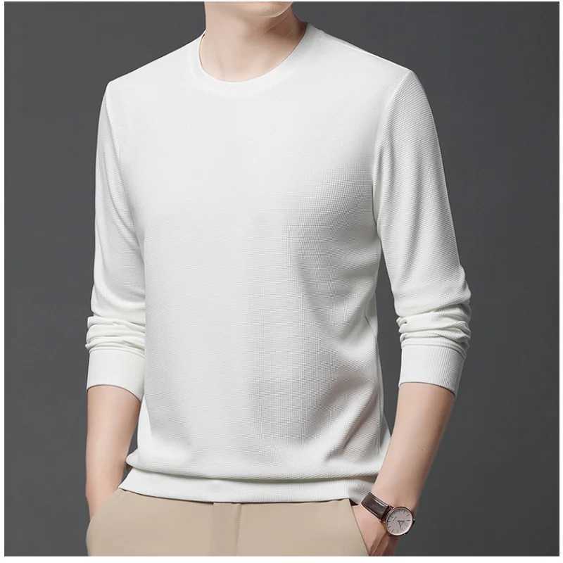 Mens Clothing Simplicity Commuting 2023 Autumn and Winter New Round Neck Long Sleeve Solid Color Versatile Fashion PulloverX240925