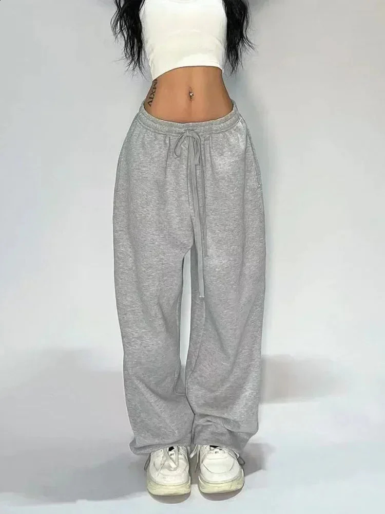 Deeptown Casual Gray Sweatpant Wide Leg Black Joggers Classic Baggy Streetwear Oversized Sports Female Trousers Allmatch 240924