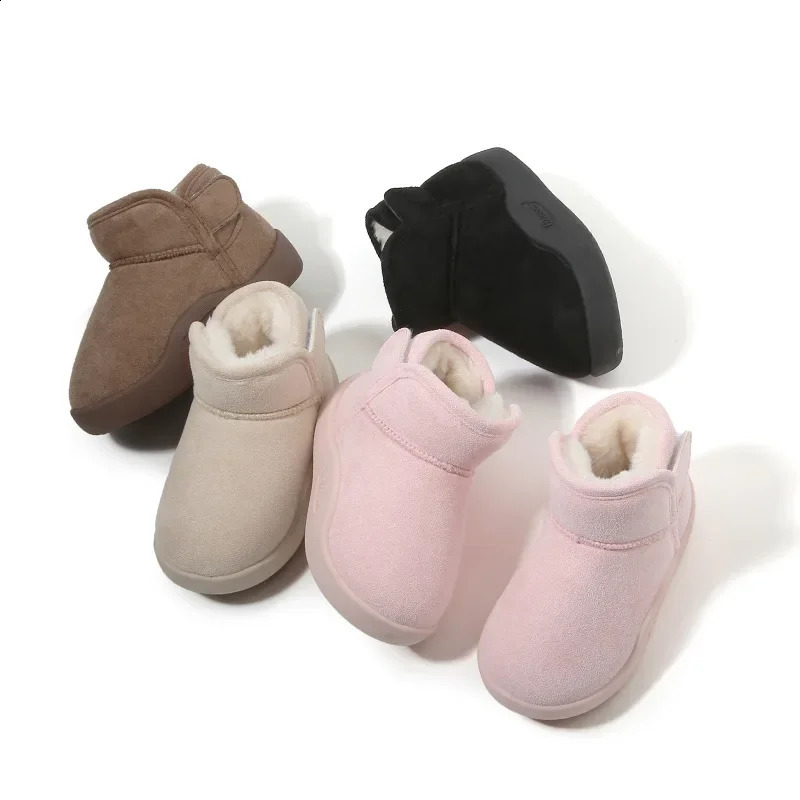 Winter childrens snow boots anti slip and warm girls cotton shoes baby shorts 240925