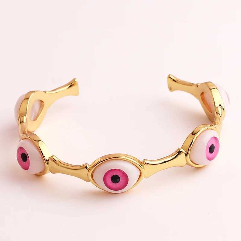 1PC Colorful Lucky Evil Eye Bracelet Bangle For Women Vintage Round Turkish Eye Open Adjustable Bracelet Female Jewelry GiftX240925